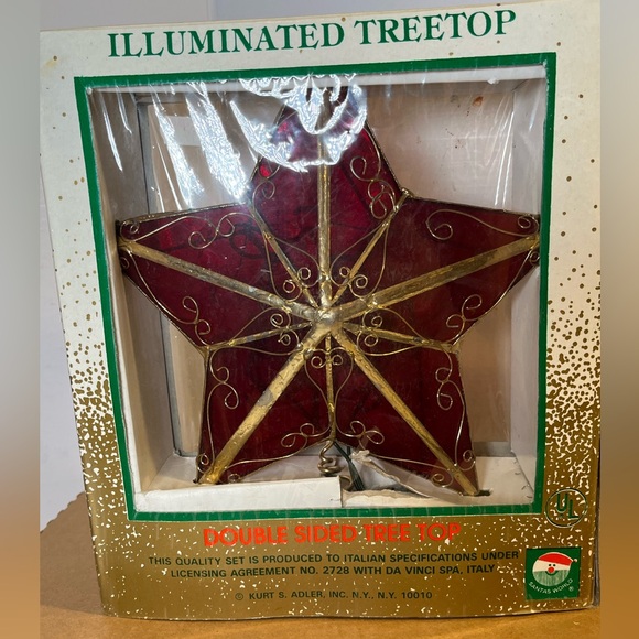 Kurt Adler 9" Illuminated TreeTop 10 Light 8 Point Capiz Clear Sheer - Picture 4 of 6